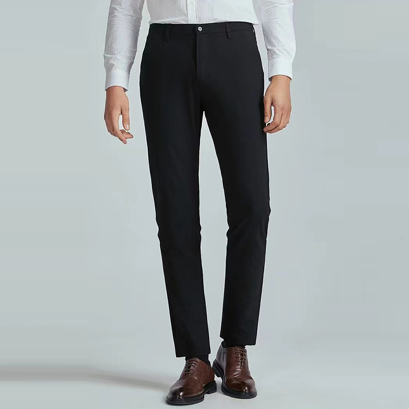 新品男士夏季速干休闲裤 经典简约净色薄款直筒长裤 修身微弹男裤