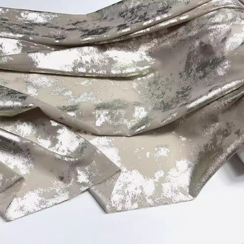 半透明布料衬衫春夏扎染烫金米色