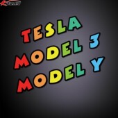 适用于特斯拉MODEL3 车尾卡通彩色车标字母定制3d立体贴亚克力