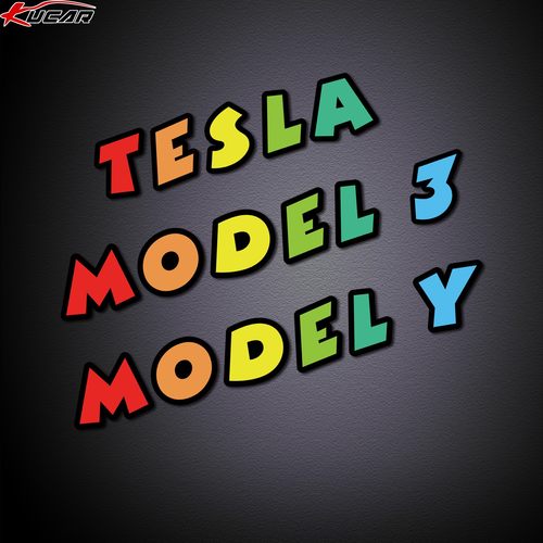 特斯拉MODEL3Y车尾卡通彩色字标