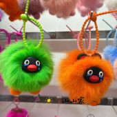 可爱真獭兔毛小煤球包包挂件书包大嘴怪公仔挂饰卡通玩偶汽车钥匙