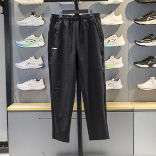 李宁运动裤男款2025秋新款团购系列薄绒保暖直筒针织卫裤AKYV229