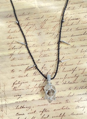 闪灵钻原石项链创意原创小众纯手工绕线吊坠女挂坠锁骨链毛衣链