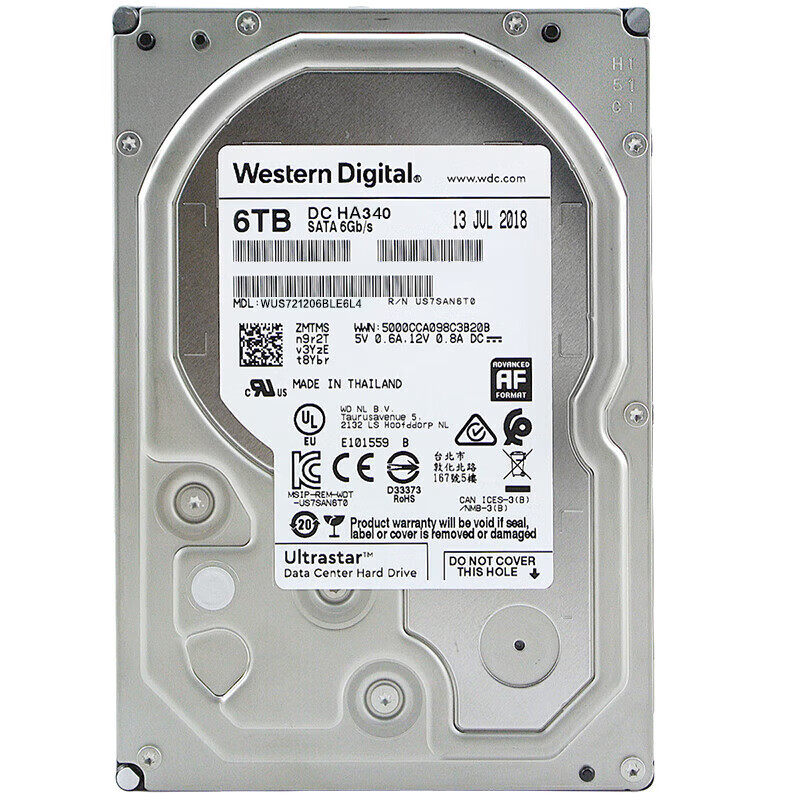 西部数据 WD 3.5英寸 SATA接口 台式机械硬盘6TB WUS721206BLE6L4