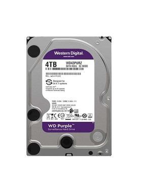 WD西部数据 4TB监控级机械硬盘 紫盘SATA CMR垂直3.5英寸WD43PURZ