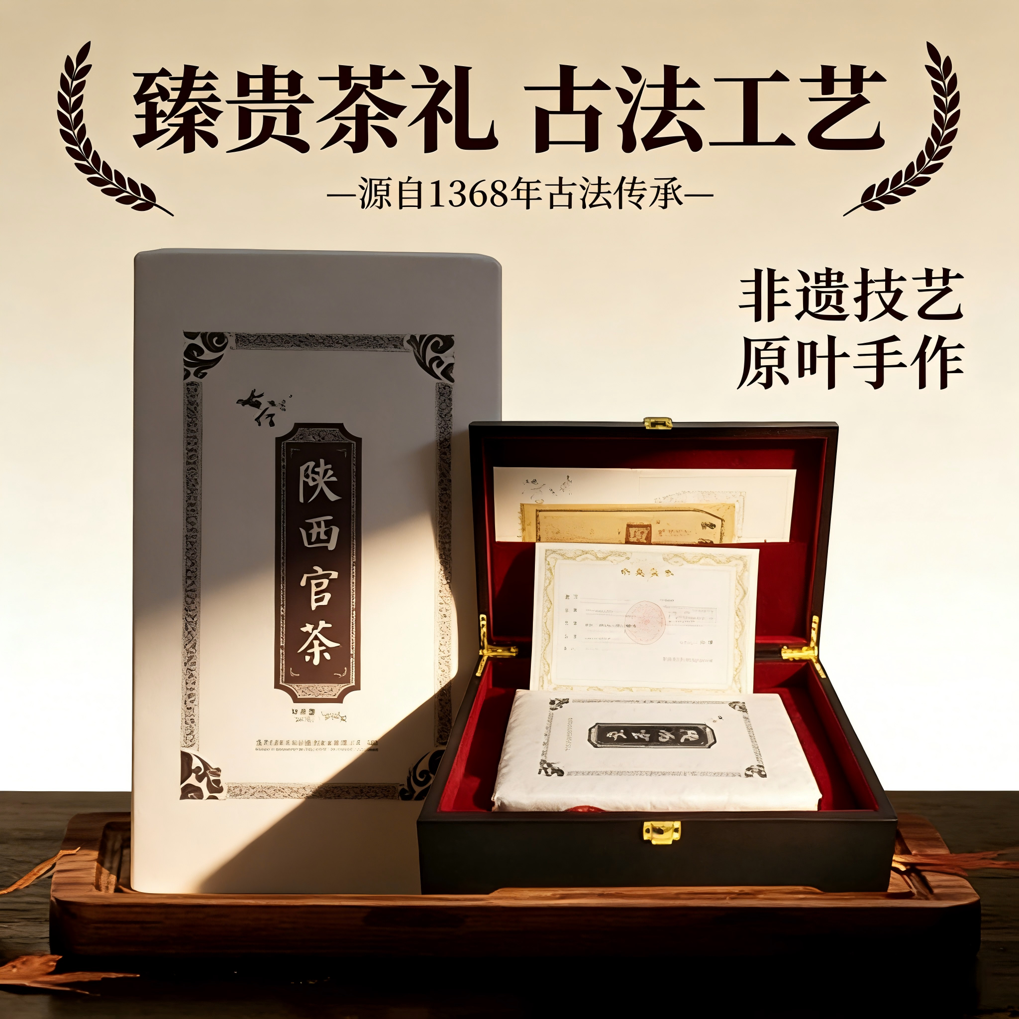陕西特产【泾阳原产】陕西官茶950g手筑陈年黑茶砖送礼收藏佳品