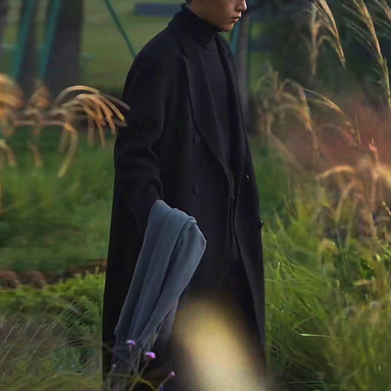 长款过膝男羊毛秋冬双面呢大衣男