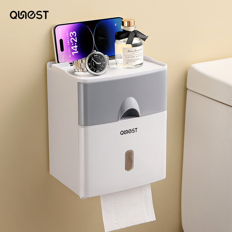 卫生间纸巾盒厕所置物抽纸厕纸盒放置卷纸免打孔防水卫生纸置物架