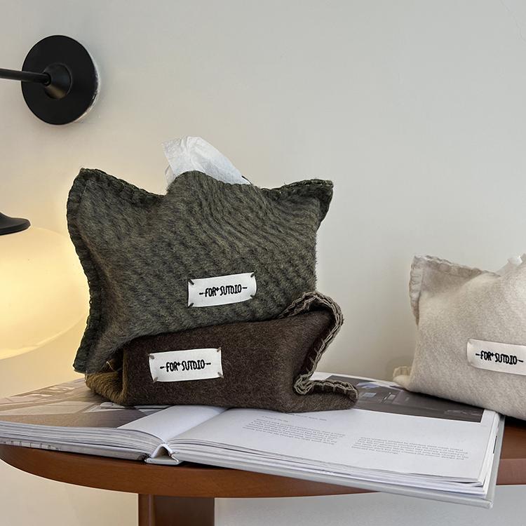 福笙羊毛混纺手工抽纸盒纸巾袋家用客厅卧室车载纸巾套抽纸包