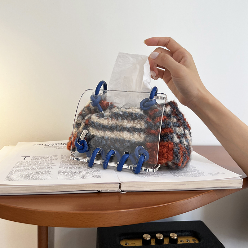 福笙联名蓝格子亚克力纸巾盒