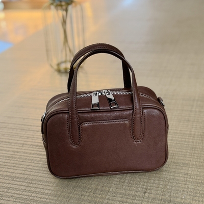 云水集真皮女包水晶植鞣头层牛皮宽宽包百搭手提包小众单肩斜挎包