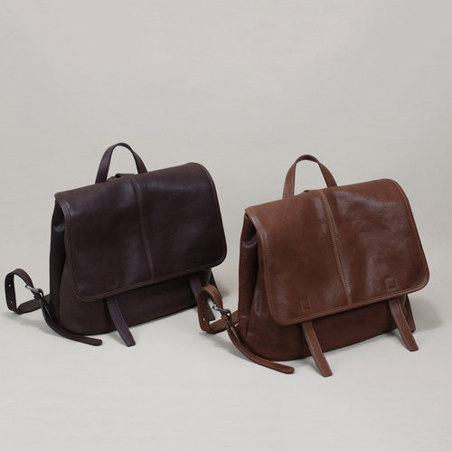 云水集信使双肩包植鞣头层羊皮软