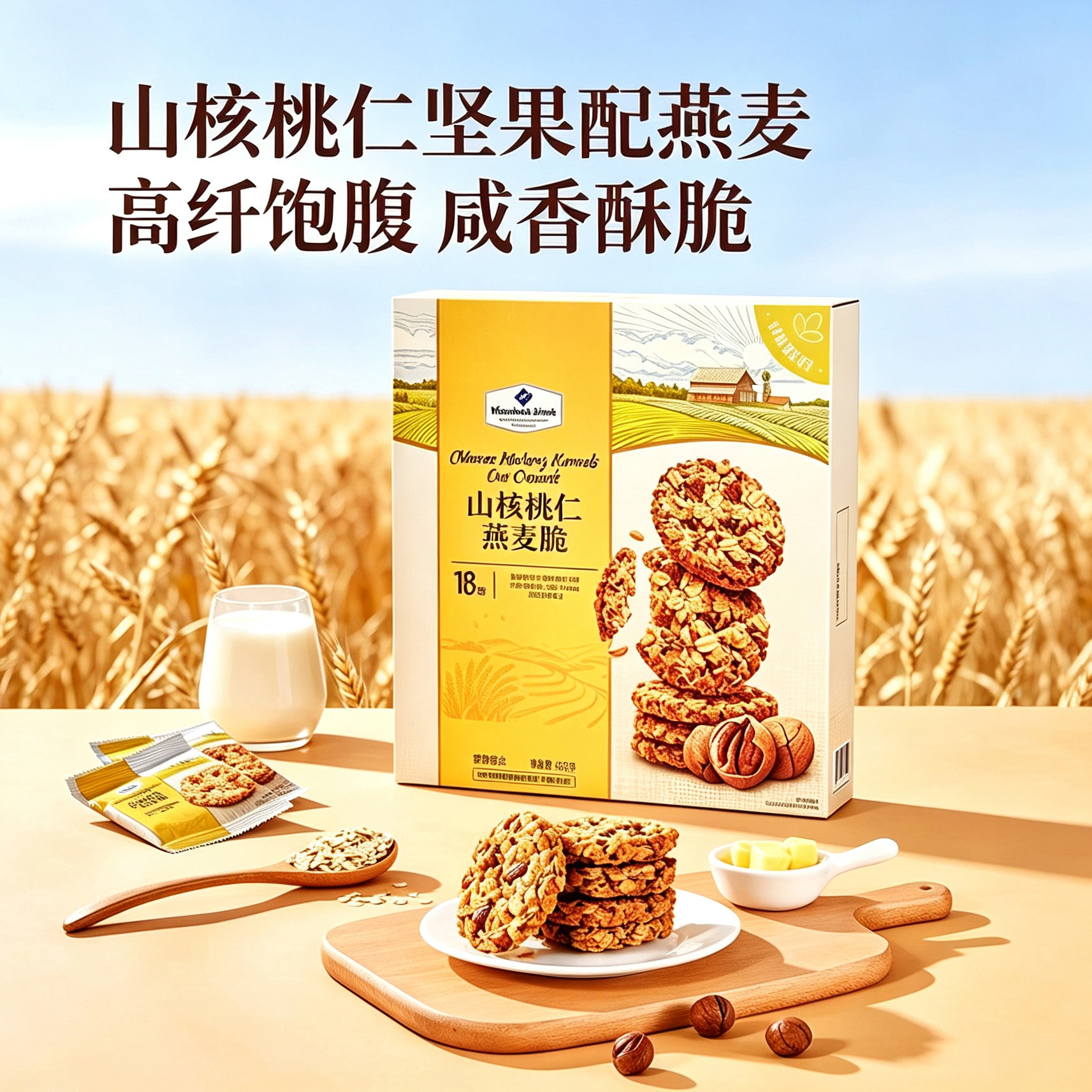 山姆山核桃仁燕麦脆高纤饱腹咸香酥脆盒装健康零食年货零食B15