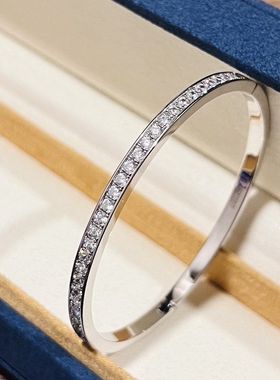 XBKS925纯银 排钻手镯高级感闪钻轻奢百搭高级感个性叠戴简约