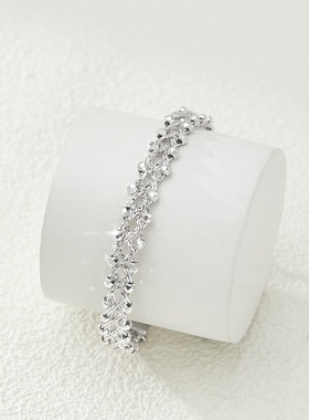 玮禧星空碎影S925银双排镭射圆球梦幻编织手镯时尚百搭INS风