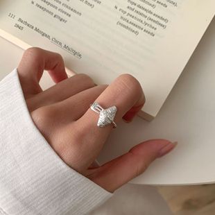 轻奢S925纯银金银拼色牛角包戒指女款韩国复古小众设计小红书指环