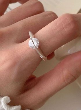 s925纯银行星爆闪锆石可转动戒指女小众设计感韩国小红书指环