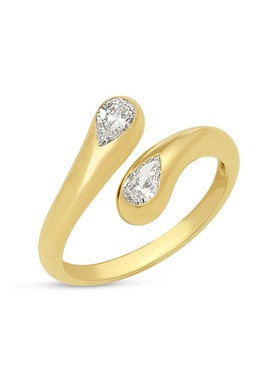 欧美热销爆款s925纯银个性百搭感双水滴锆石简约轻奢戒指