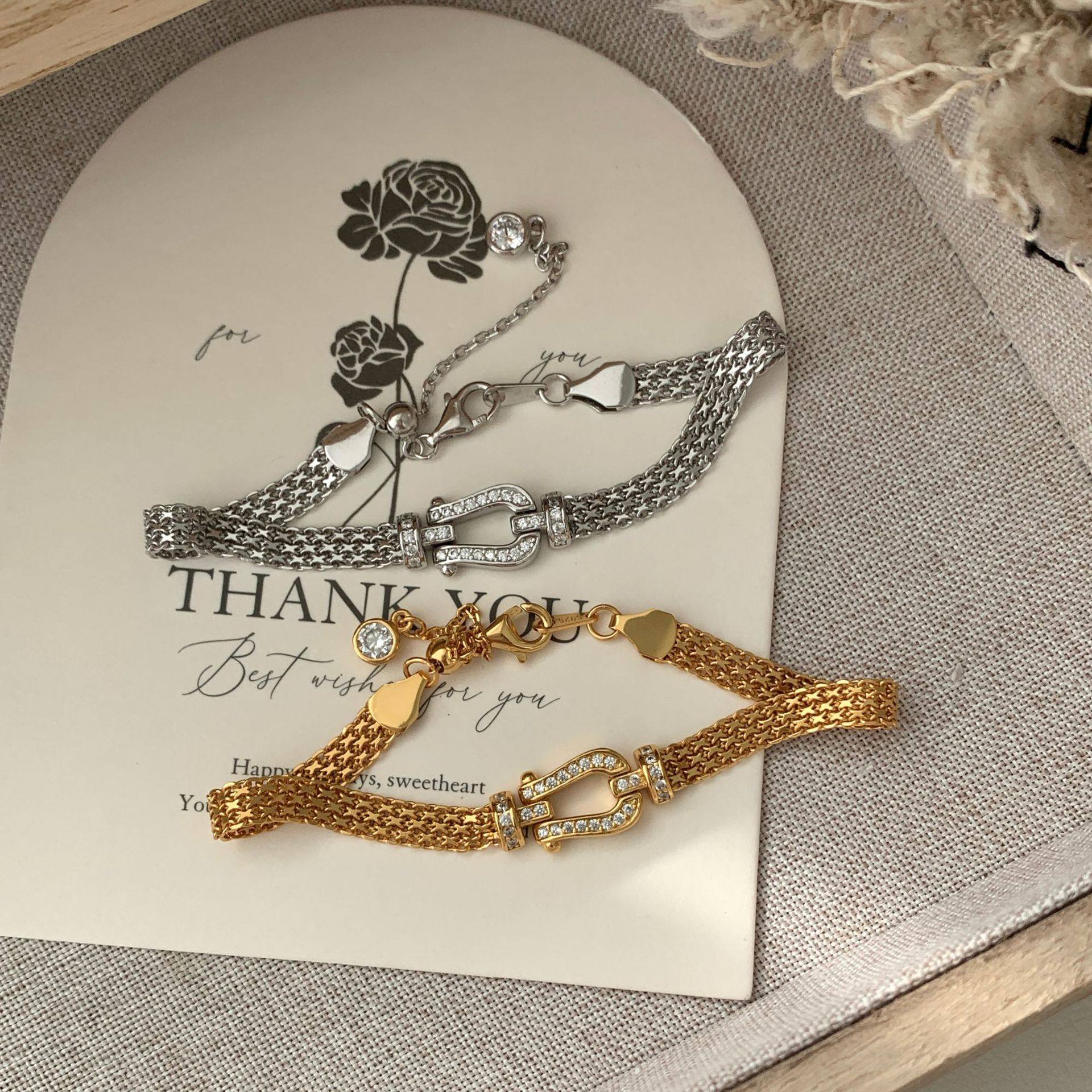 轻奢S925纯银中古马蹄扣表带手链女轻奢高级感小众设计手环小红书,饰品/流行首饰/时尚饰品新,手链,淘宝优惠券,粉丝福利购,淘宝优惠卷