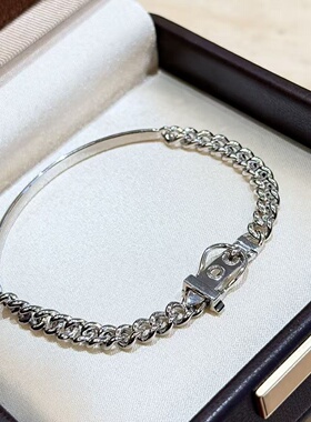 轻奢s925纯银 皮带链条手链手镯光面钻轻奢设计感百搭