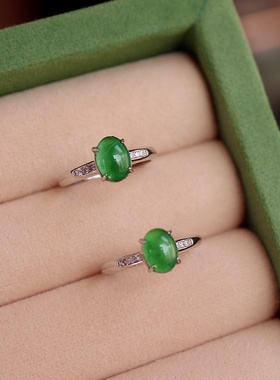 天然a货翡翠戒指s925纯银翡翠珠宝饰品可出证书a货翡翠源头