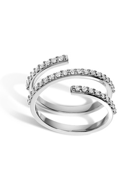 欧美热销爆款s925纯银锆石百搭简约个性感ins风开口戒指