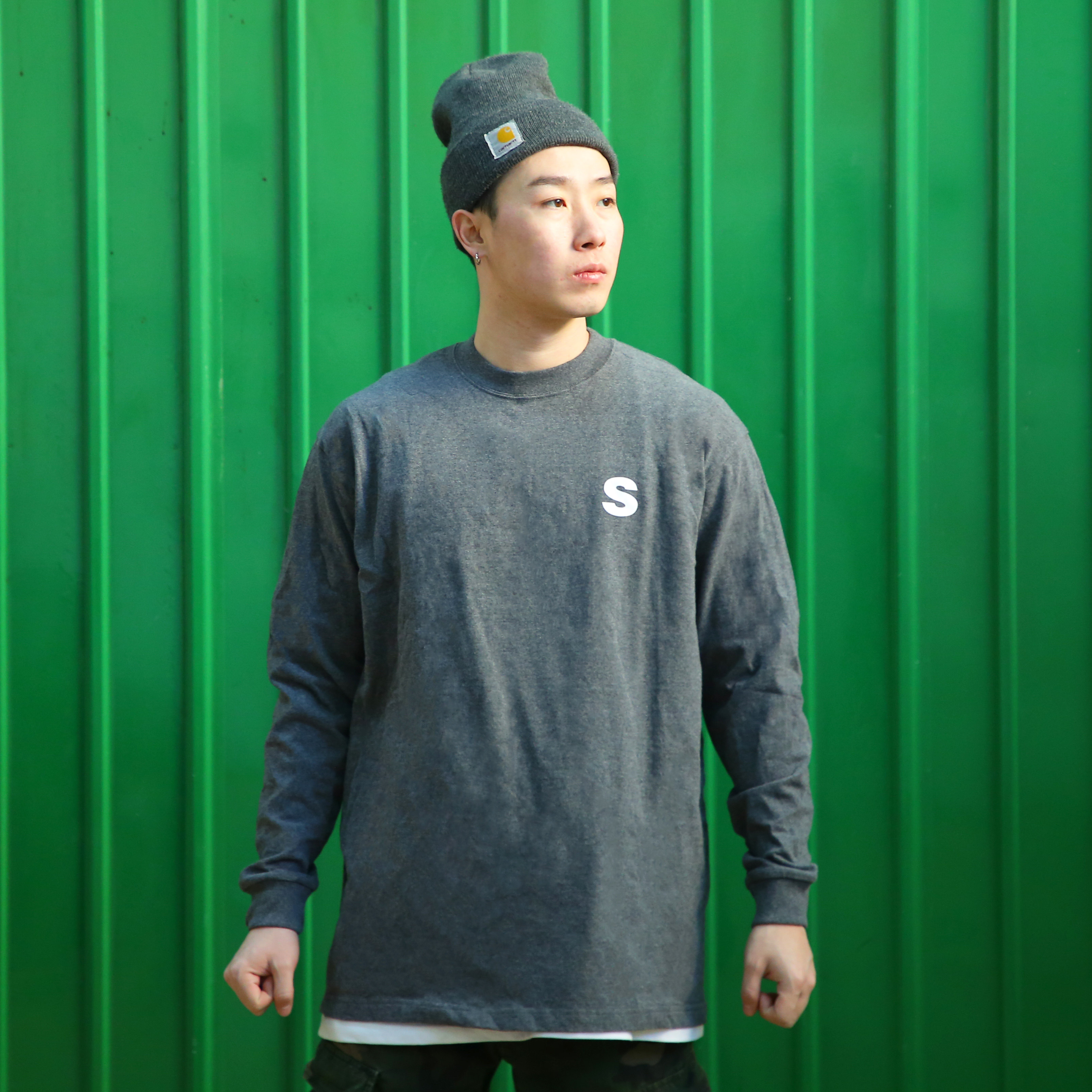 bboy宽松hiphop 说唱old school重磅poppin滑板街舞小领口长袖t恤