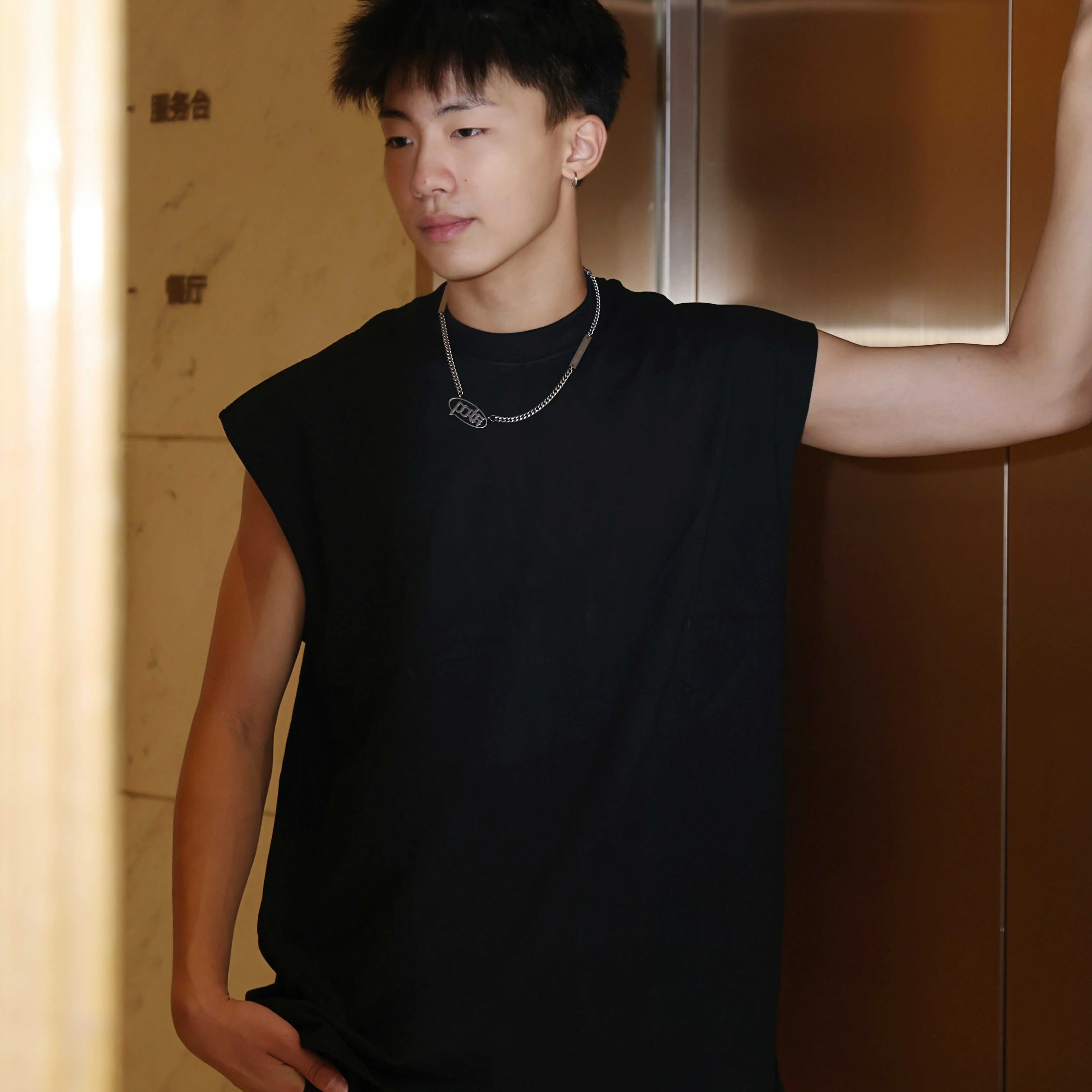 无袖背心美式重磅宽松全棉四季