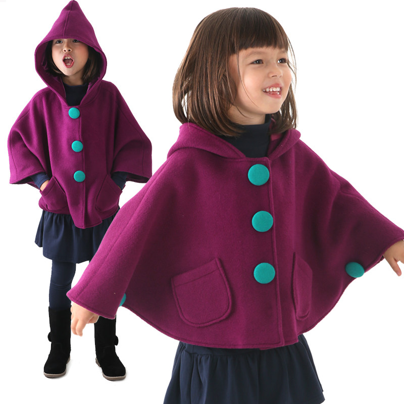 【秋冬清仓】雅童小铺玫红色女童带帽披风秋冬季儿童斗篷童装外套