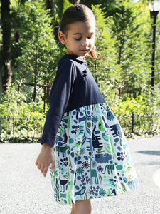 【春夏清仓】雅童小铺童装女童裙子藏青春夏中式复古裙儿童连衣裙