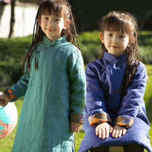 中国风长款 男宝夹棉唐装 拜年服中大童 男女童棉袍冬装 雅童小铺童装