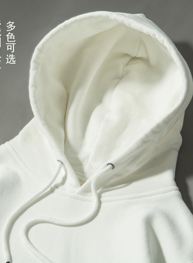 匹戏340g毛线圈重磅连帽卫衣雾霾蓝横向编织纯色外套男INS港风潮