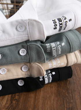 匹戏300g重磅纯棉亨利衫立领短袖T恤男定制工作服文化衫团体订做