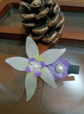 加萌店原创设计汉服发饰古风紫色与淡黄色的头饰新国风旗袍发夹女