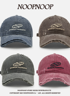 美式街头水洗做旧棒球帽女显脸小复古情侣破洞鸭舌帽子大头围男潮