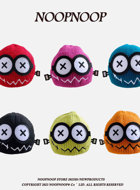 可爱机器人小怪兽搞怪毛线帽子男女秋冬季情侣亲子卡通保暖针织帽