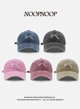 韩国博主ins帽子女水洗网红蝴蝶结刺绣棒球帽2024春夏新款鸭舌帽