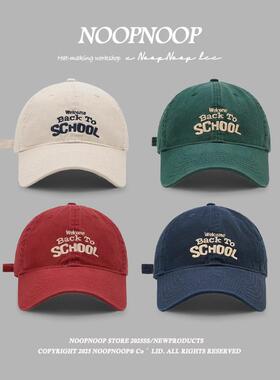 ins潮牌字母刺绣鸭舌帽男宽檐显脸小夏季韩棒球帽版遮阳帽帽子女