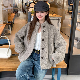 100绵羊毛羊羔毛2025冬季羊剪绒大衣女短款年轻皮毛一体皮草外套