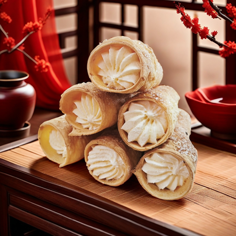 特产糕点 西式奶油牛角酥 圆筒脆皮奶油甜品休闲零食小点心