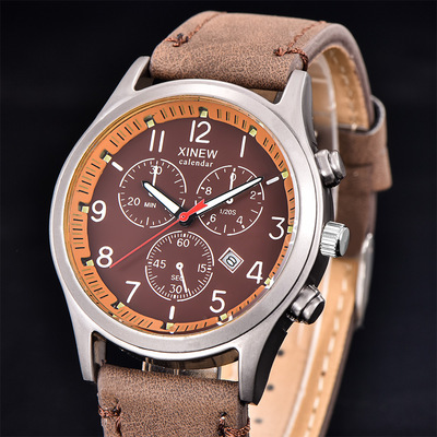 Mens Women Watches Fashion Leather Band Date Quartz Watch