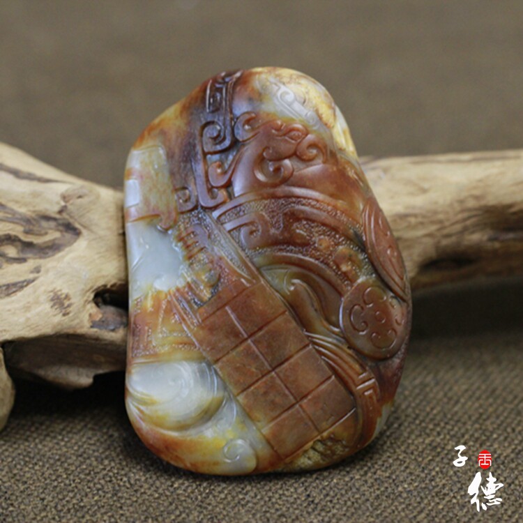 [Zi de]quality goods Xinjiang Nephrite  Redskins White jade Seed material To fake something antique prosperity brought by the dragon and the phoenix Handle piece Pendantin the Jewelry/Diamond/Jade/Gold , And nephrite , Choker  category - from Buy2taobao.com to provide professional Taobao agent buy service
