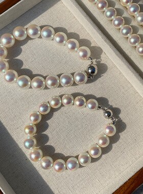 磁吸扣极光天女珍珠手链高级感仿akoya串珠手饰简约设计批发手串