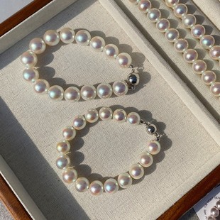 磁吸扣极光天女珍珠手链高级感仿akoya串珠手饰简约设计批发手串