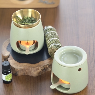 双碟植物香薰炉可干烧熏香炉小众高级感精油炉蜡烛香薰灯家用室内