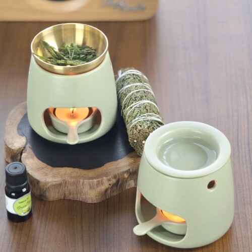 双碟可干烧香薰炉植物熏香炉