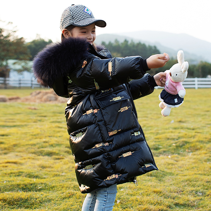 中长款加厚女童免洗刺绣羽绒服
