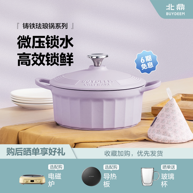 北鼎珐琅锅铸铁锅炖锅汤锅22cm家用煲汤电磁炉焖烧锅搪瓷buydeem