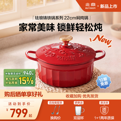 北鼎22cm珐琅锅铸铁煲汤焖炖