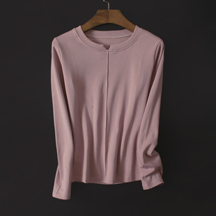 小版型修身打底衫女春秋厚款磨毛内搭上衣贴身秋冬洋气九分袖T恤